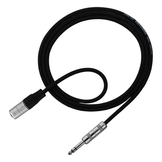 ProCo Sound Excellines balanced cable coiled with TRS plug and male XLR connector on both ends