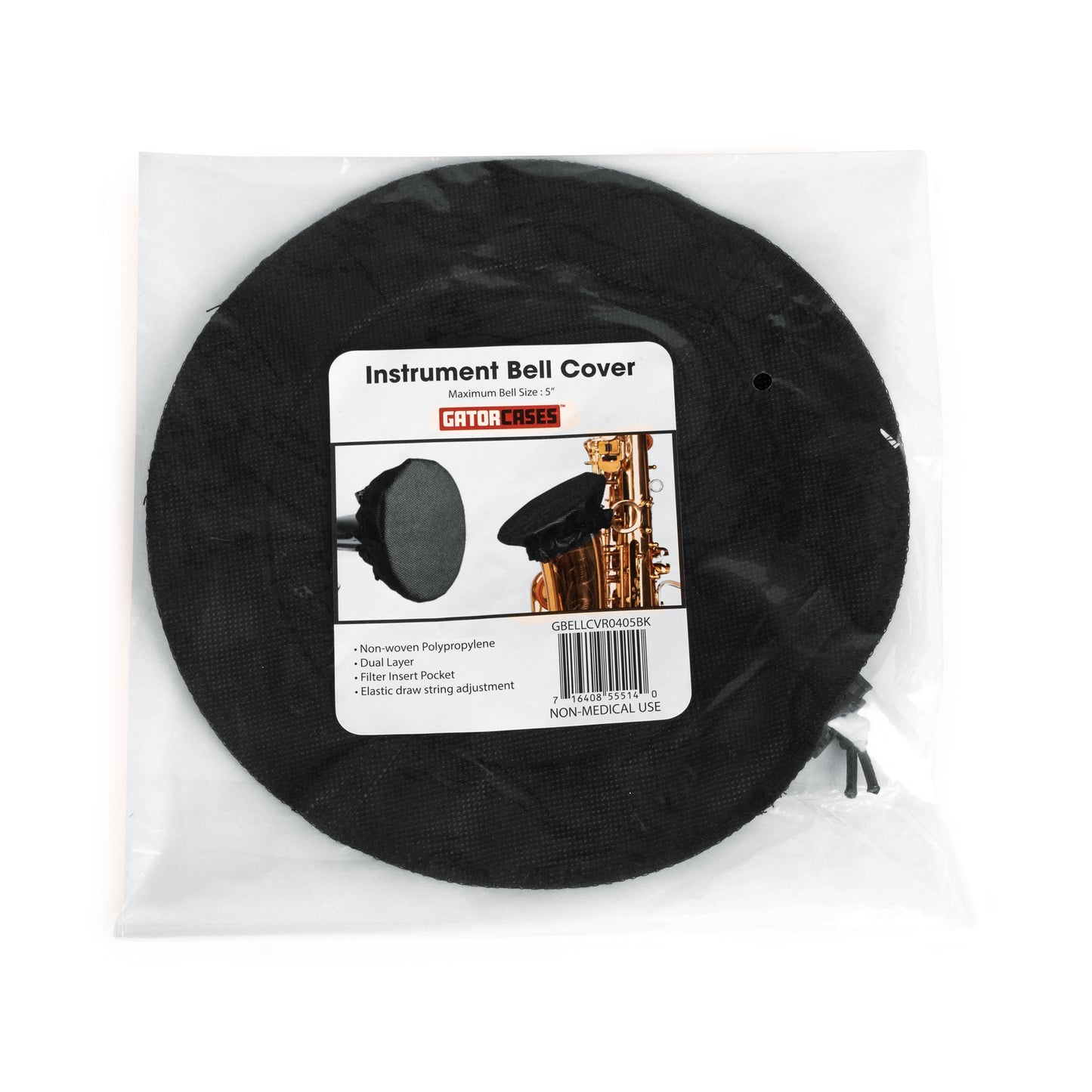 Gator GBELLCVR1415BK Black Bell Cover With MERV 13 Filter | 14"-15"