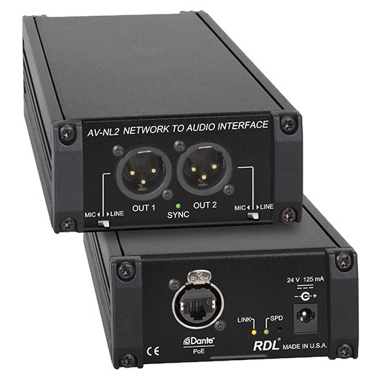 RDL AV-NL2 Dante Network to Audio Interface