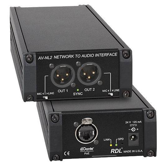 RDL AV-NL2 Dante Network to Audio Interface