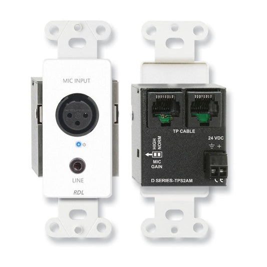RDL D-TPS2AM Active Two-Pair Sender - Twisted Pair Format-A - XLR microphone & stereo Mini-Jack in
