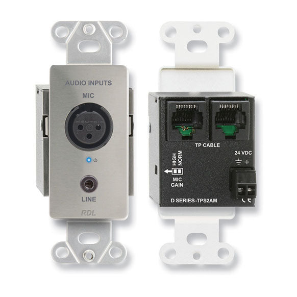 RDL DS-TPS2AM Active Two-Pair Sender - Twisted Pair Format-A - XLR microphone & stereo Mini-Jack in