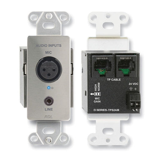 RDL DS-TPS2AM Active Two-Pair Sender - Twisted Pair Format-A - XLR microphone & stereo Mini-Jack in