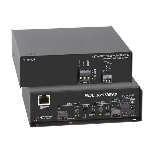 RDL SF-NP50A Network to 50 W Mono Audio Amplifier - 70 V or 100 V