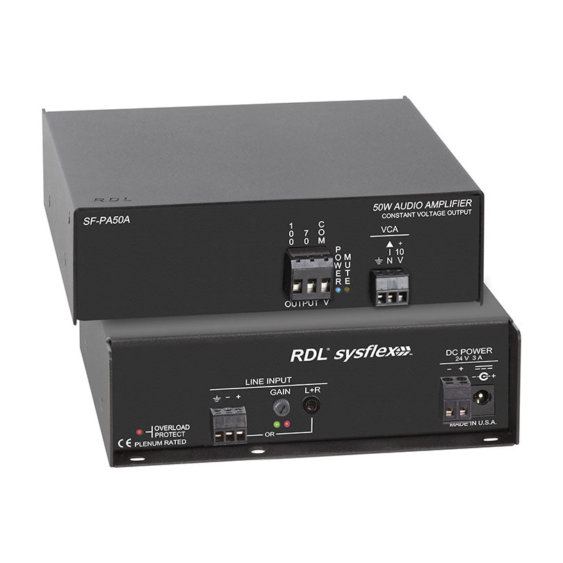 RDL SF-PA50A 50 W Mono Audio Amplifier - 70 V or 100 V
