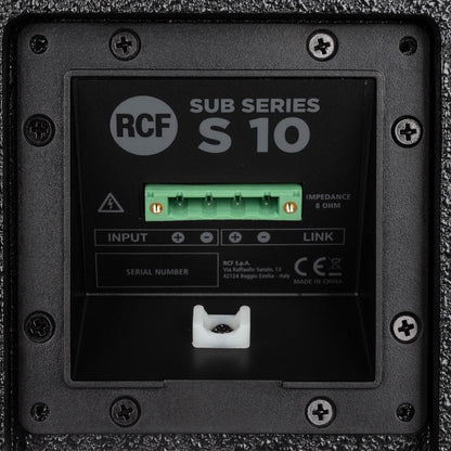 RCF SUB-S10 Passive 10'' Bass Reflex Subwoofer panel detail
