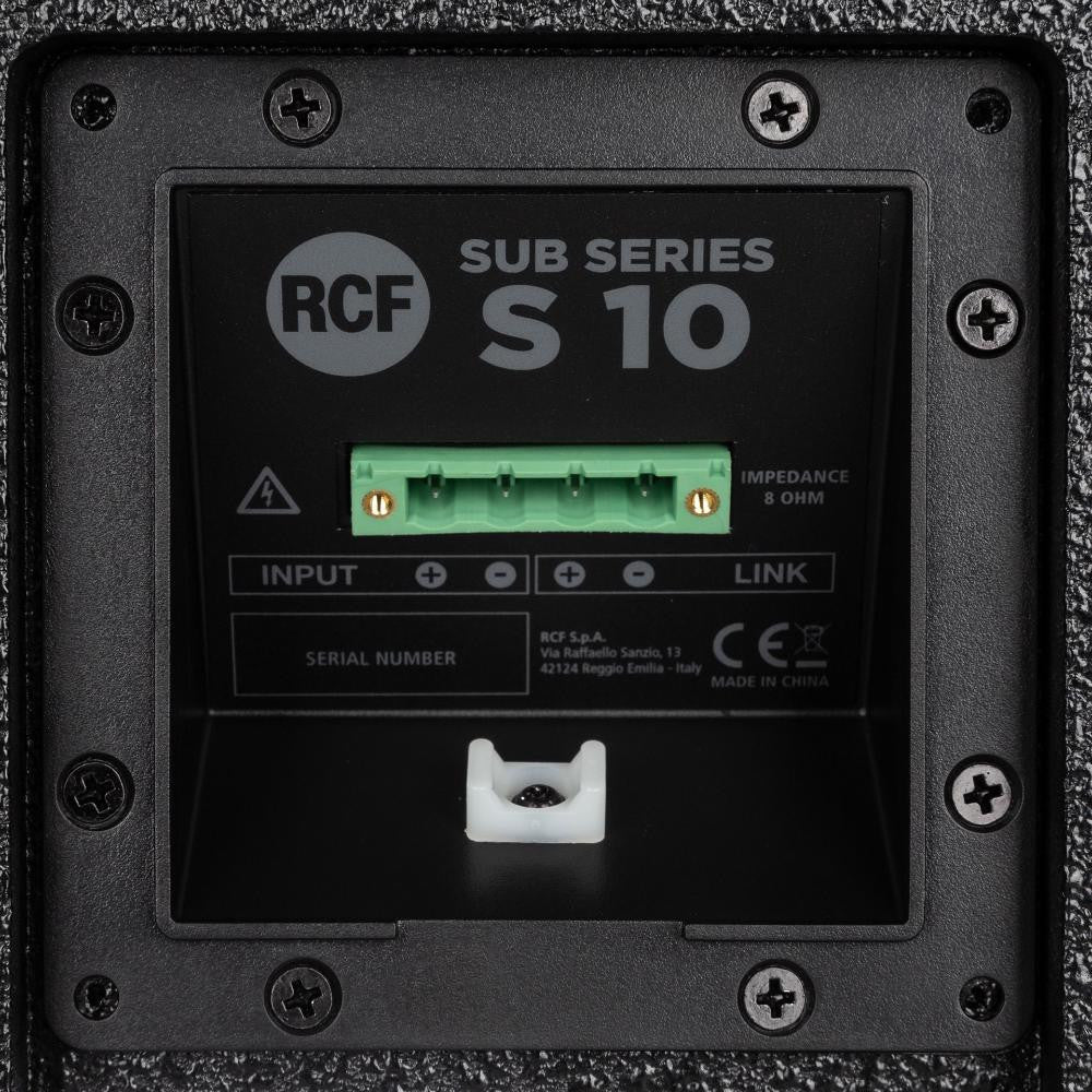 RCF SUB-S10 Passive 10'' Bass Reflex Subwoofer panel detail