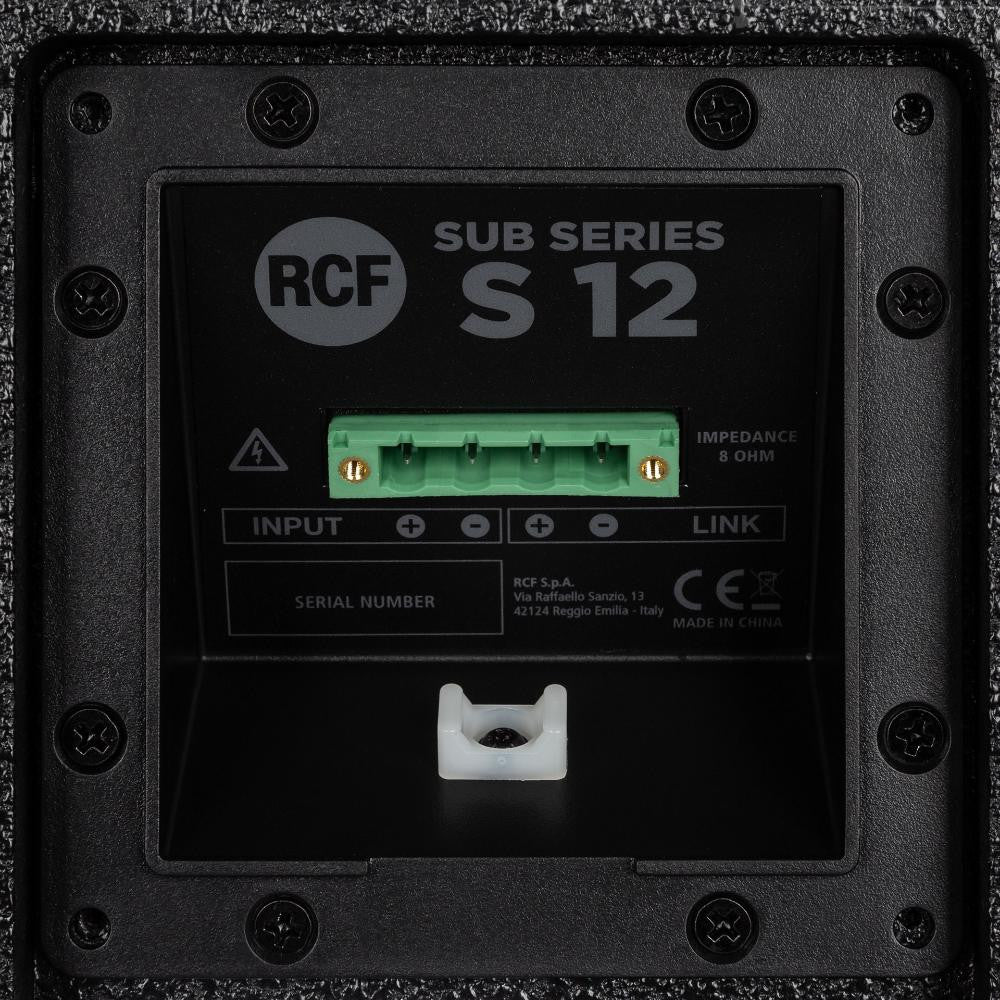 RCF SUB-S12 Passive 12-Inch Bass Reflex Subwoofer back panel