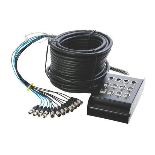 On-Stage Stage Snake XLR Fan-to-Fan With Stage Box | 8x4 | 50 ft