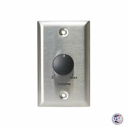 Lowell 25W Mono Volume Control With Standard Wall Plate | Stainless Steel