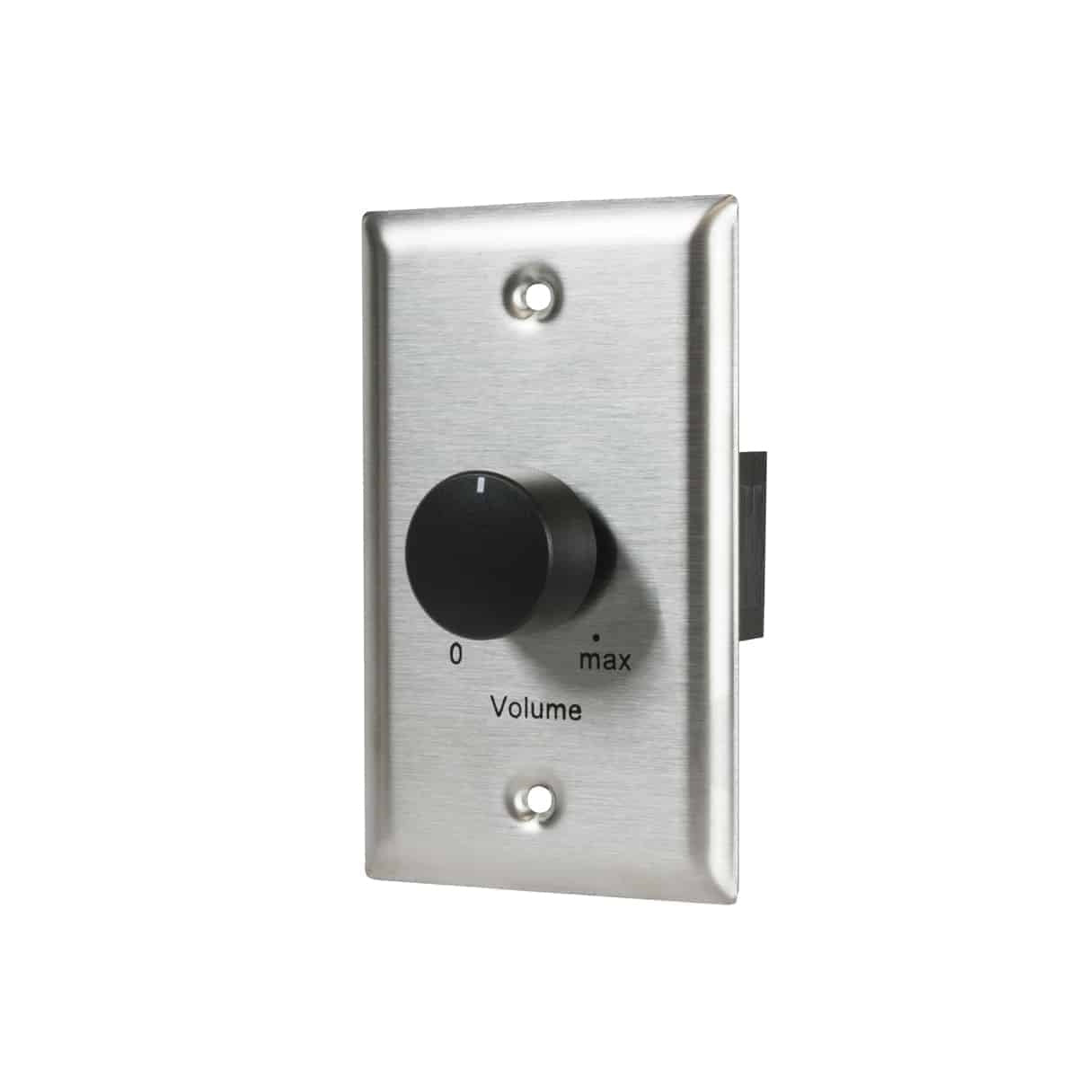 Lowell 25W Mono Volume Control With Standard Wall Plate | Stainless Steel