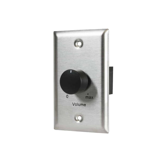 Lowell 25W Mono Volume Control With Standard Wall Plate | Stainless Steel