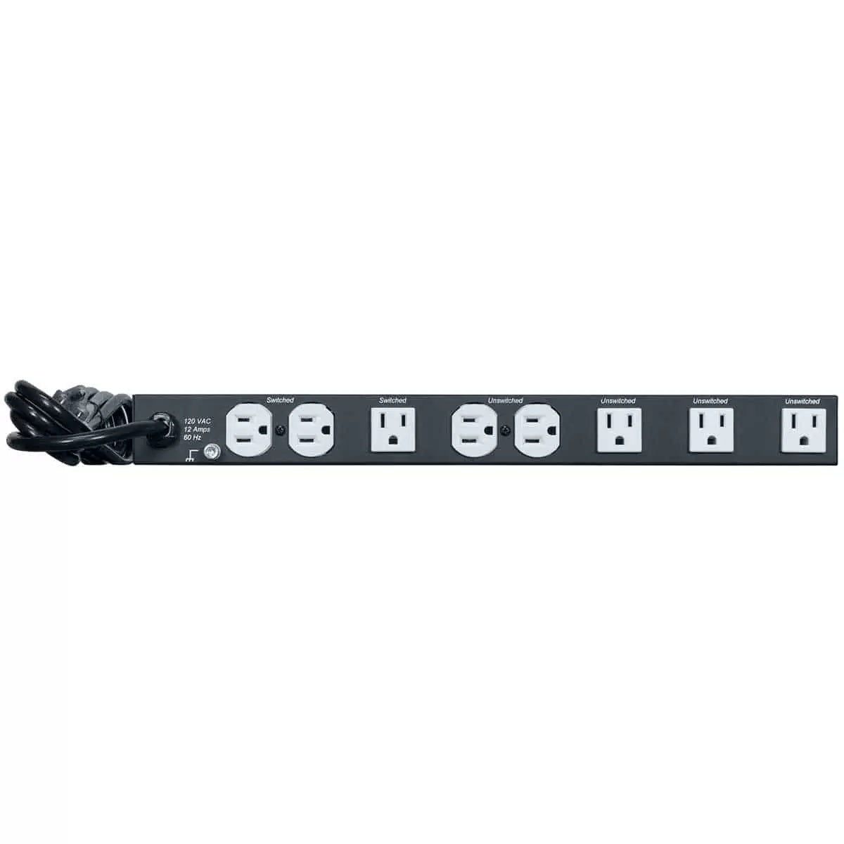 Lowell Rackmount Power Distribution Unit 1U AC Power Strip | 9 Outlets | 15A | Surge Suppression, Guarded Switch