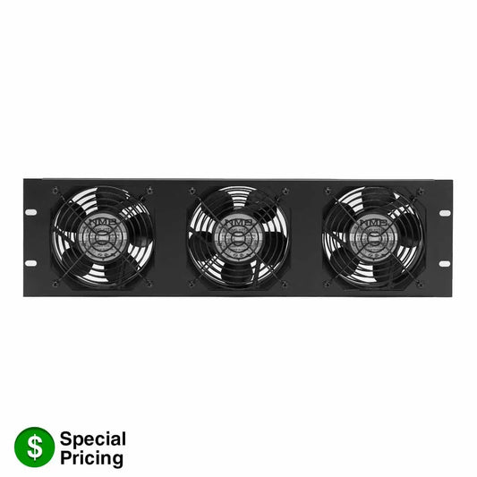 Lowell FW Series Rack Panel with Whisper Fans 19" Steel Panel | 3 Fans | Standard Cord