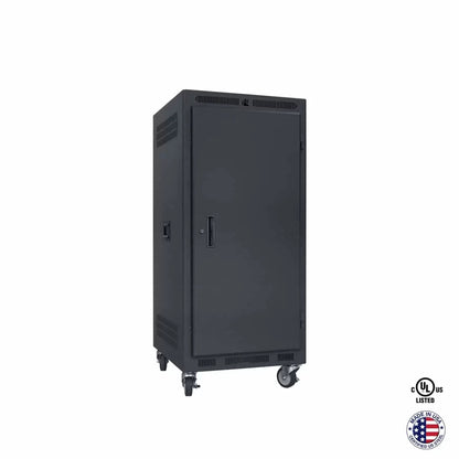 Lowell LPR Series Portable AV Rack Welded Steel Mobile Rack | 24U x 27"D | Solid Door