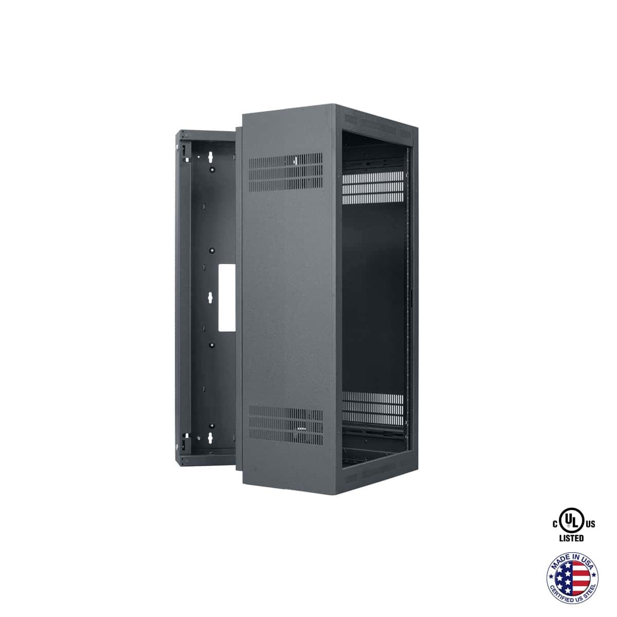 Lowell LWR Series Wall Mount Rack Sectional Steel Cabinet | 24U | 19"D