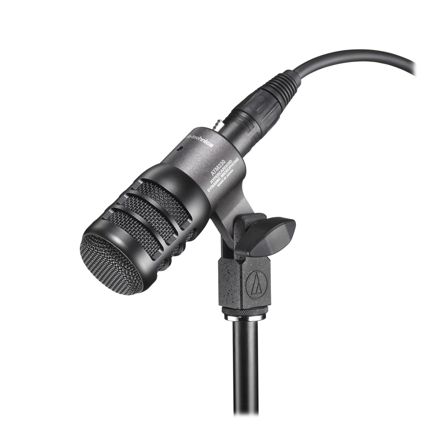 Audio-Technica ATM230 Hypercardioid Dynamic Instrument Microphone on stand