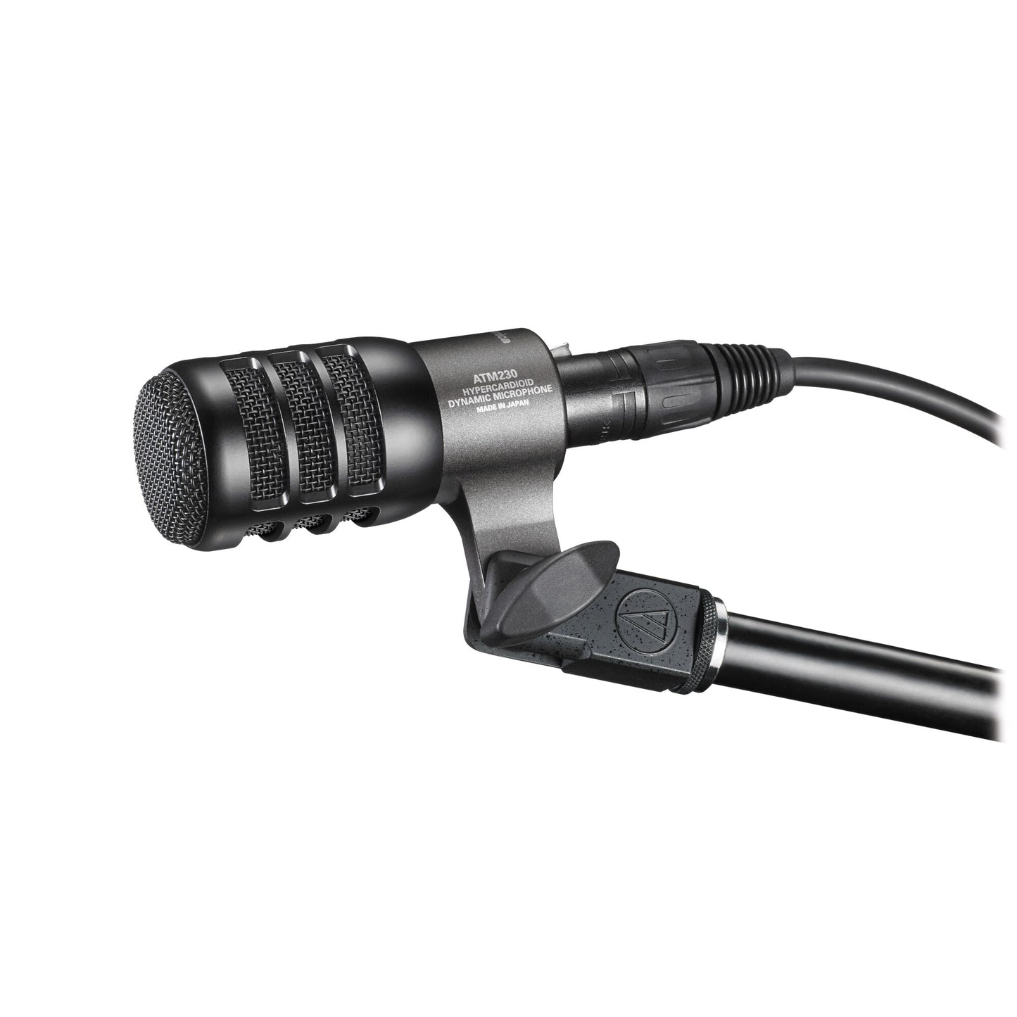 Audio-Technica ATM230 Hypercardioid Dynamic Instrument Microphone on stand