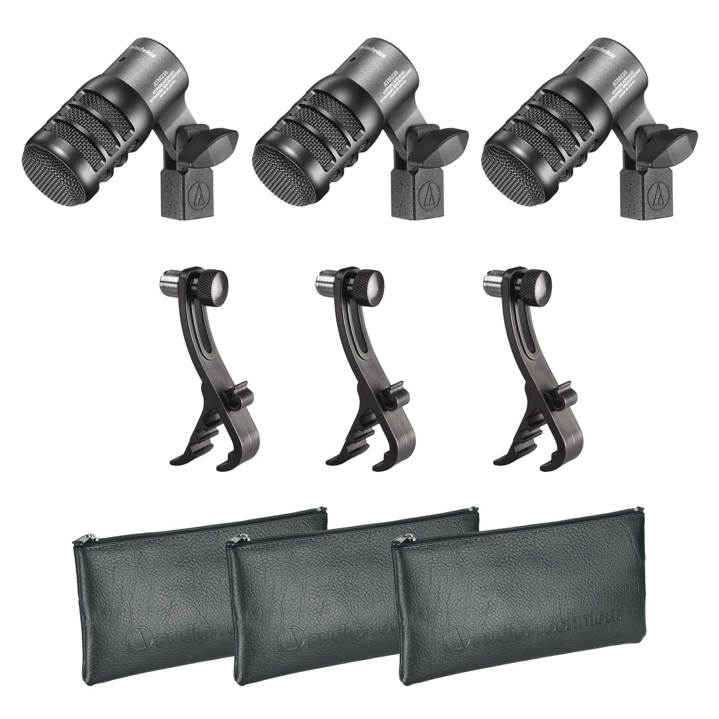 Audio-Technica ATM230PK 3-Pack of Dynamic Instrument Microphones accessories
