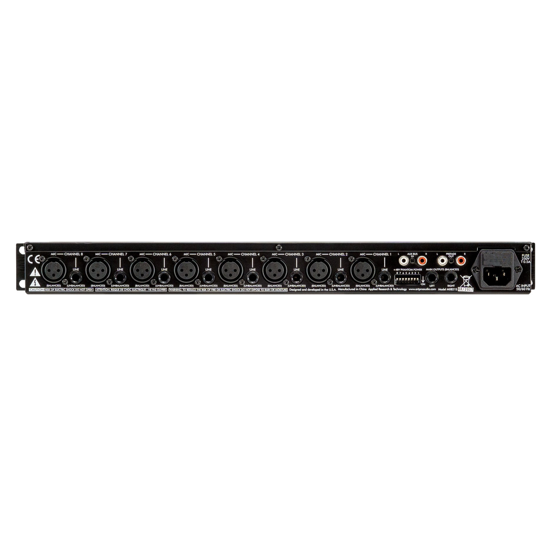 ART MX821S 8-Channel Stereo Mic / Line Mixer with Stereo Outputs back