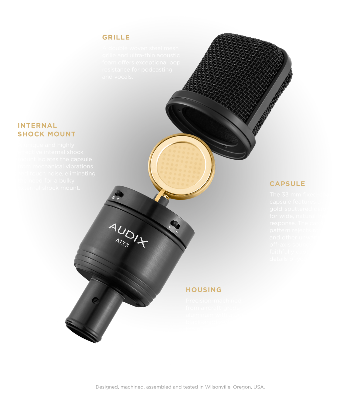 Audix A133 Studio Condenser Microphone with Pad and Roll Off with Features