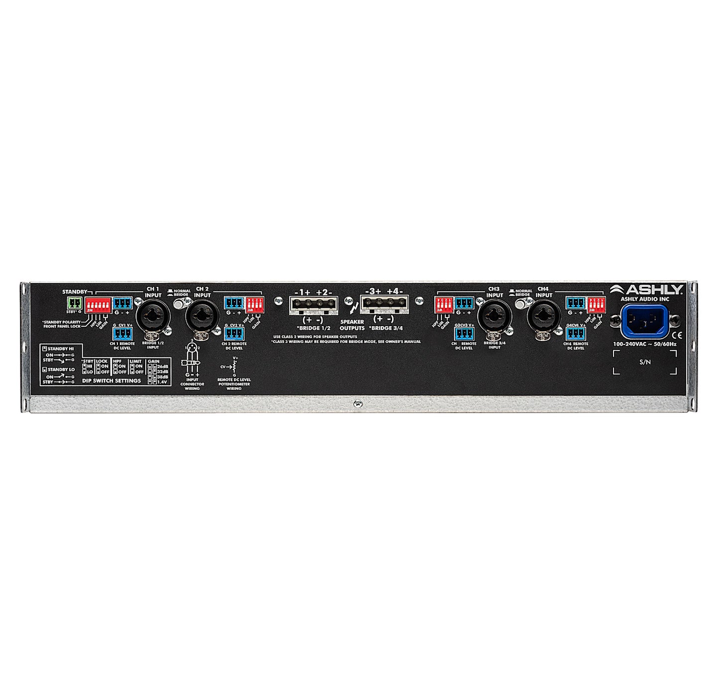 Ashly CA 1.54 4 x 1500W/70V at 4 Î© Multi Mode Power Amplifier back
