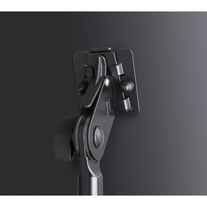 118/4 orchestra music stand desk mounting bracket detail showing tilt clamp, locking lever and attachment plate, K&M