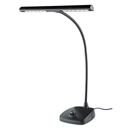 12298 LED piano lamp full view with flexible gooseneck, horizontal LED light bar and weighted base with round dimmer knob, K&M