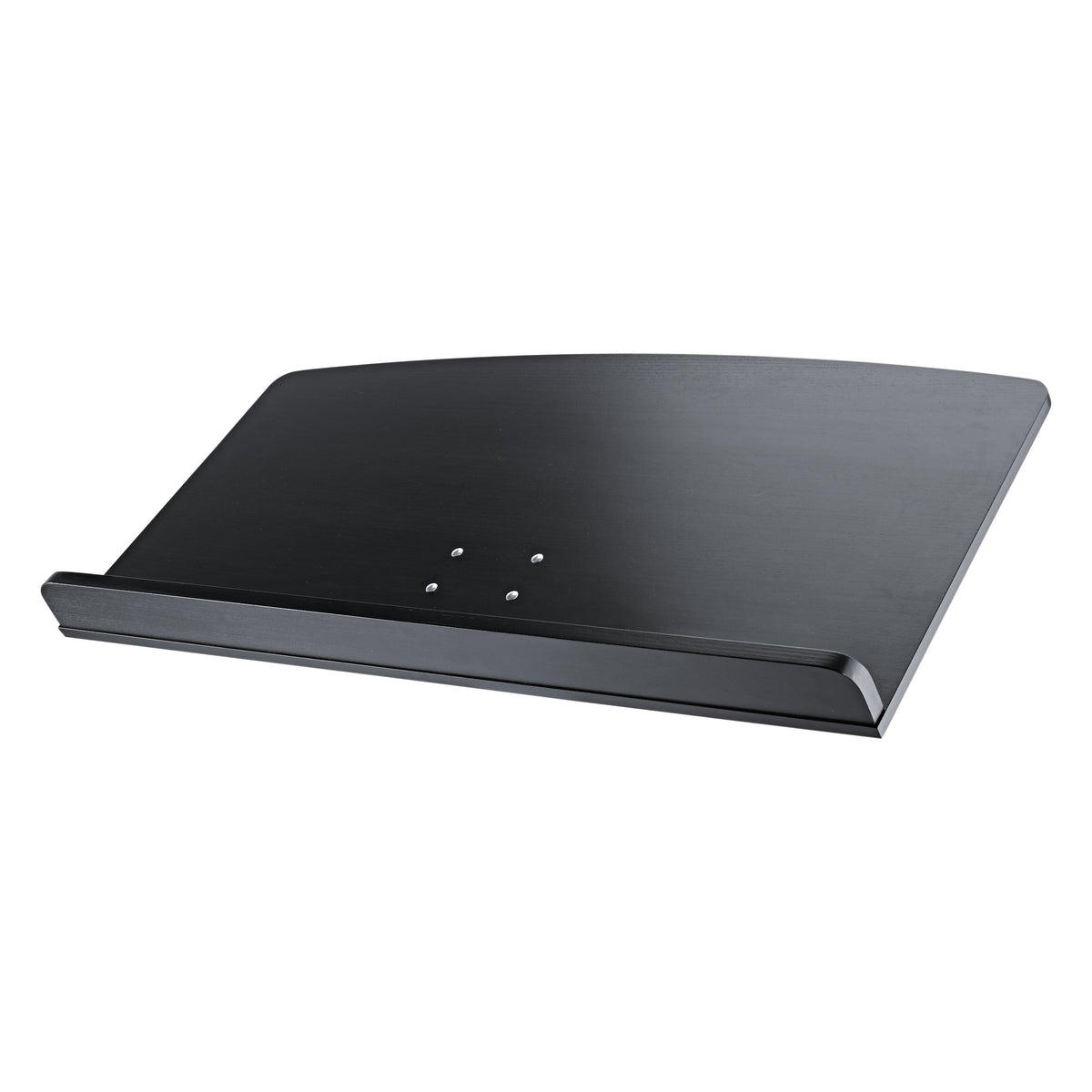 12333 conductor desk black beech wood desk top angled front view showing front ledge and four mounting screws, K&M