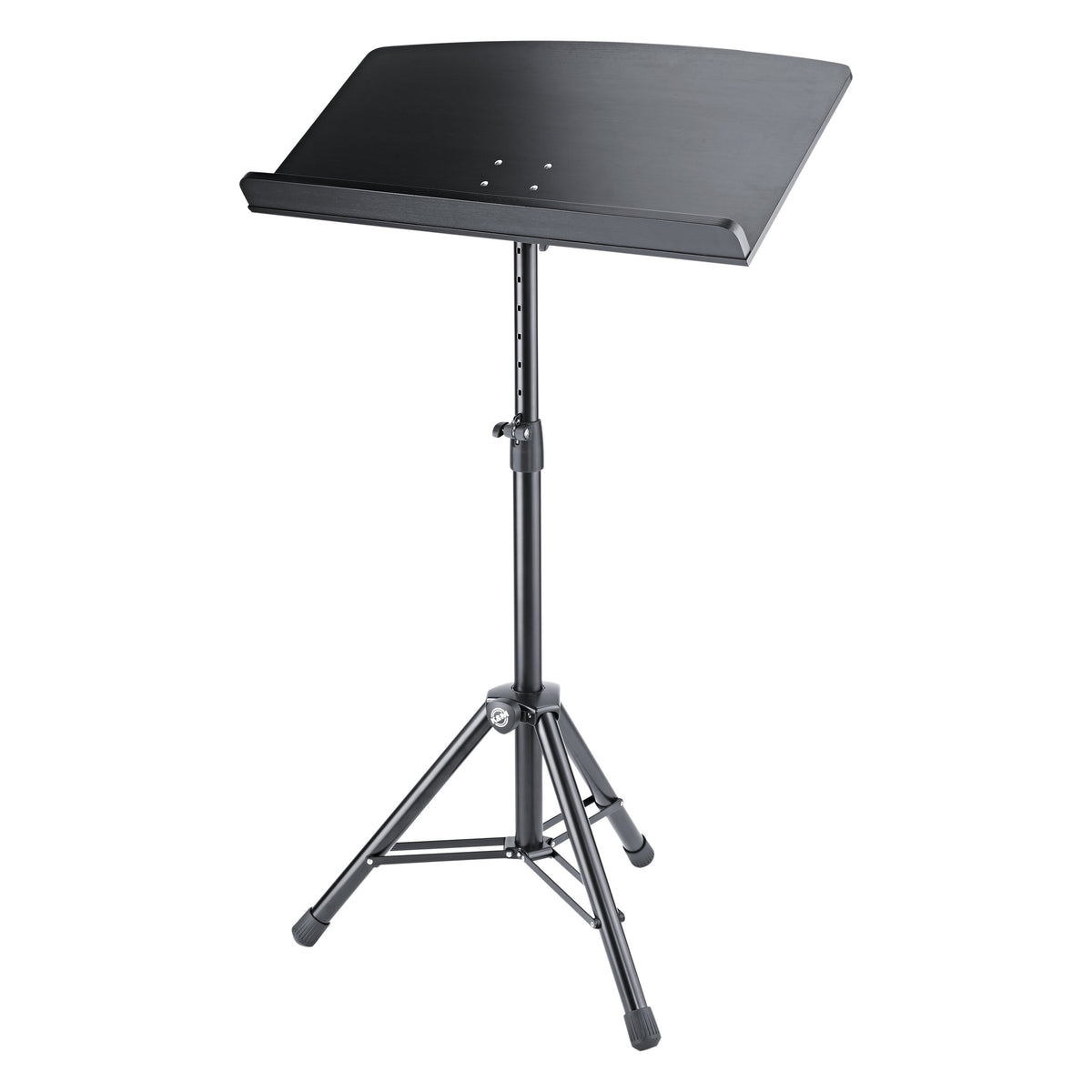 12333 conductor desk full view on tripod base with height-adjustment clamp and perforated upper tube, K&M