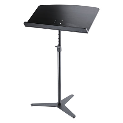 12333 conductor desk full view on flat three-leg base with height-adjustment clamp and black desk top, K&M
