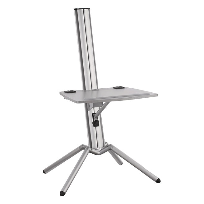 12386 Ovation Pro lectern with desktop lowered to a seated height on the aluminium column and tripod base, K&M