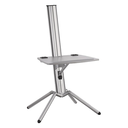 12386 Ovation Pro lectern with desktop lowered to a seated height on the aluminium column and tripod base, K&M