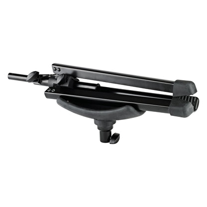 14952 children's tuba stand folded flat with tripod legs collapsed against the stem and saddle rest underneath, K&M