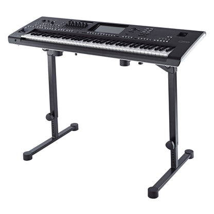 18820 Omega Pro keyboard stand in use supporting a Yamaha Genos arranger keyboard on the table-style frame, K&M