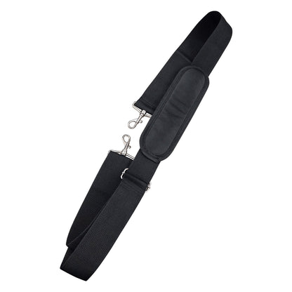 Black padded nylon carry strap with two chrome snap hooks for transporting the 18820 Omega Pro keyboard stand, K&M