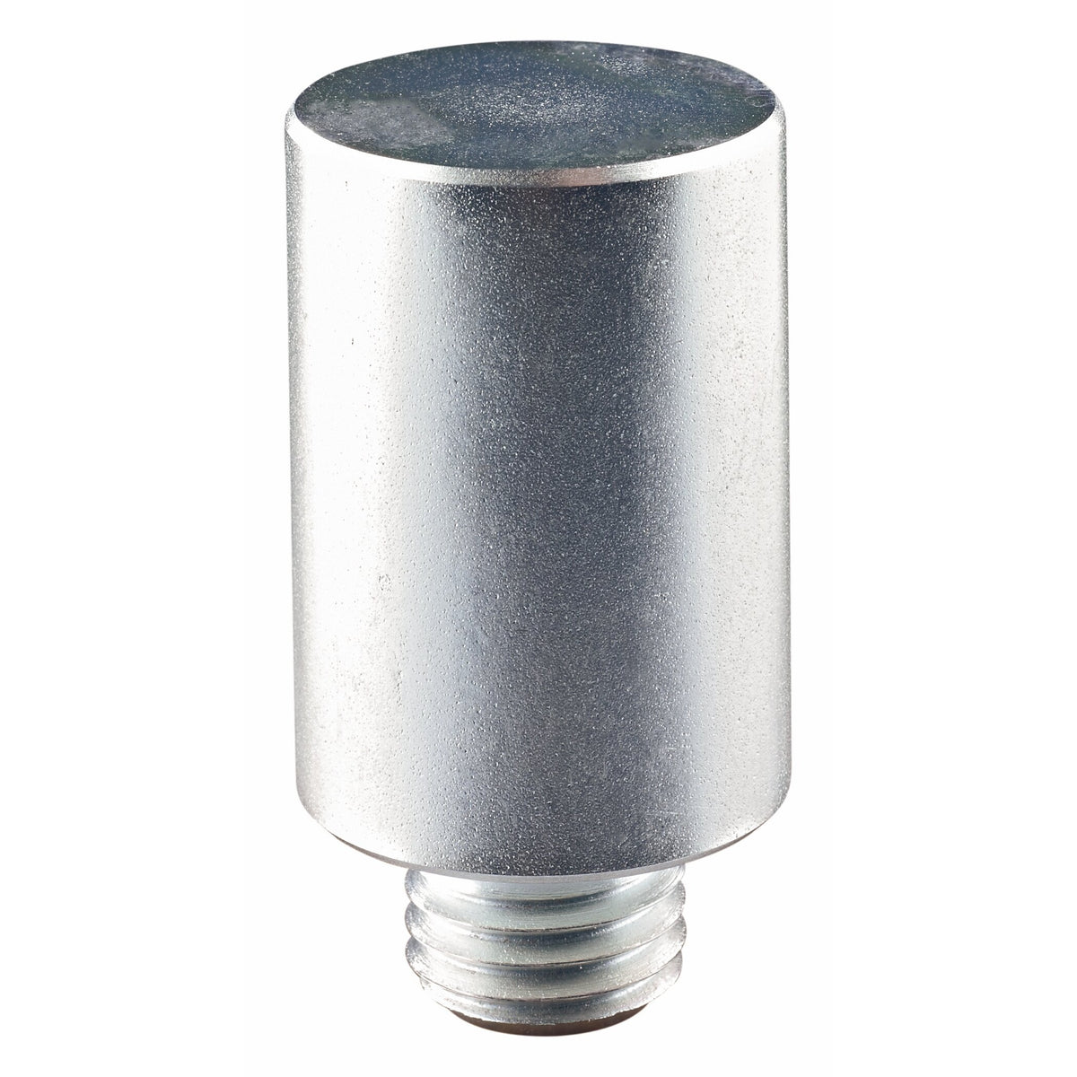19683 zinc-plated adapter bolt front view showing cylindrical silver body and threaded stud at the base, K&M