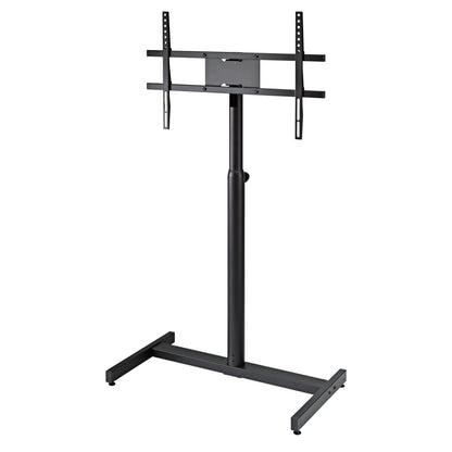 26783 monitor stand full front view with height-adjustable column, flat-screen VESA mounting bracket and H-shaped floor base in structured black, K&M