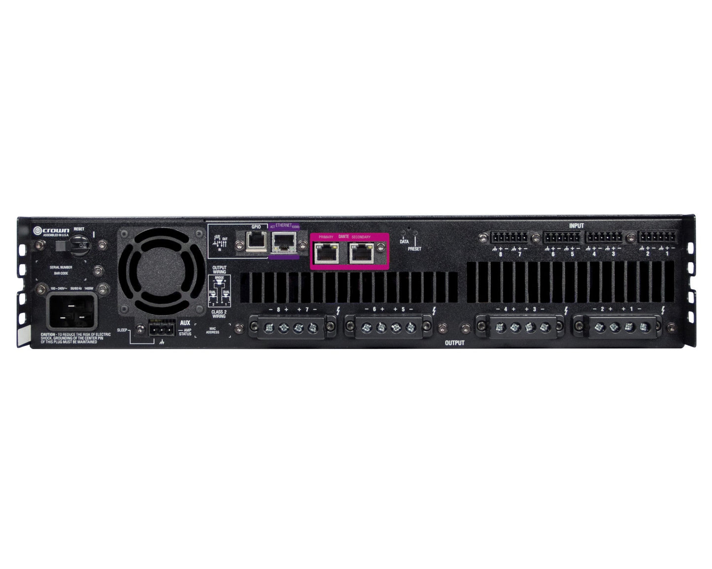 Crown DCi 8|600DA 8-Channel 70/100V Power Amplifier with Dante