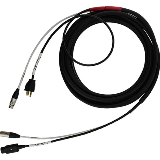 ProCo Sound EC9 Siamese Twin cable coiled with XLR and AC power breakouts at both ends