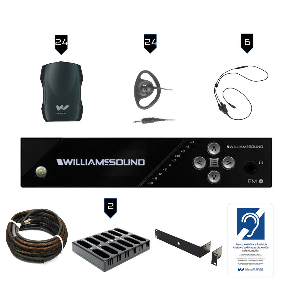 Williams AV FM 557-24 PRO D Dante Rechargeable Assistive Listening System