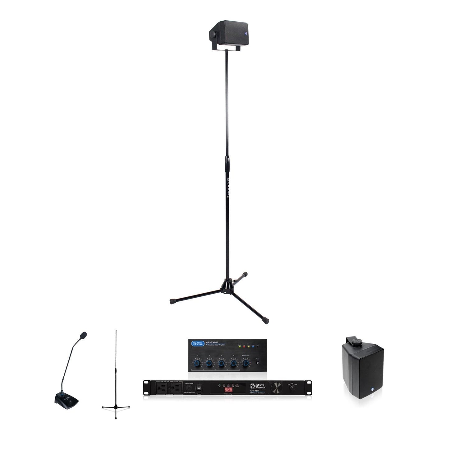AtlasIED Temporary Audio System Portable PA Kit | up to 4,960 sq ft
