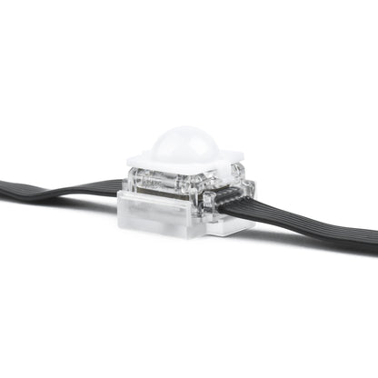VC-Dot 1 replacement diffuser dome installed on clear pixel housing with mounting clip, side view, Martin Lighting