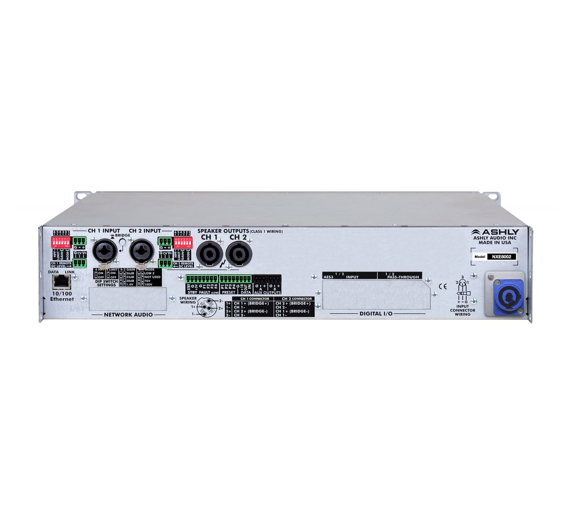 Ashly nXe8002bd nXe Multi-Mode 2 x 800 Watt Power Amplifier with Dante back