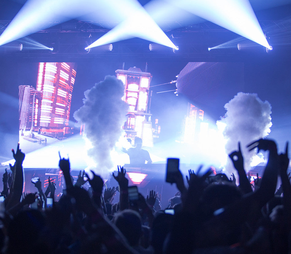 live production with a DJ on stage