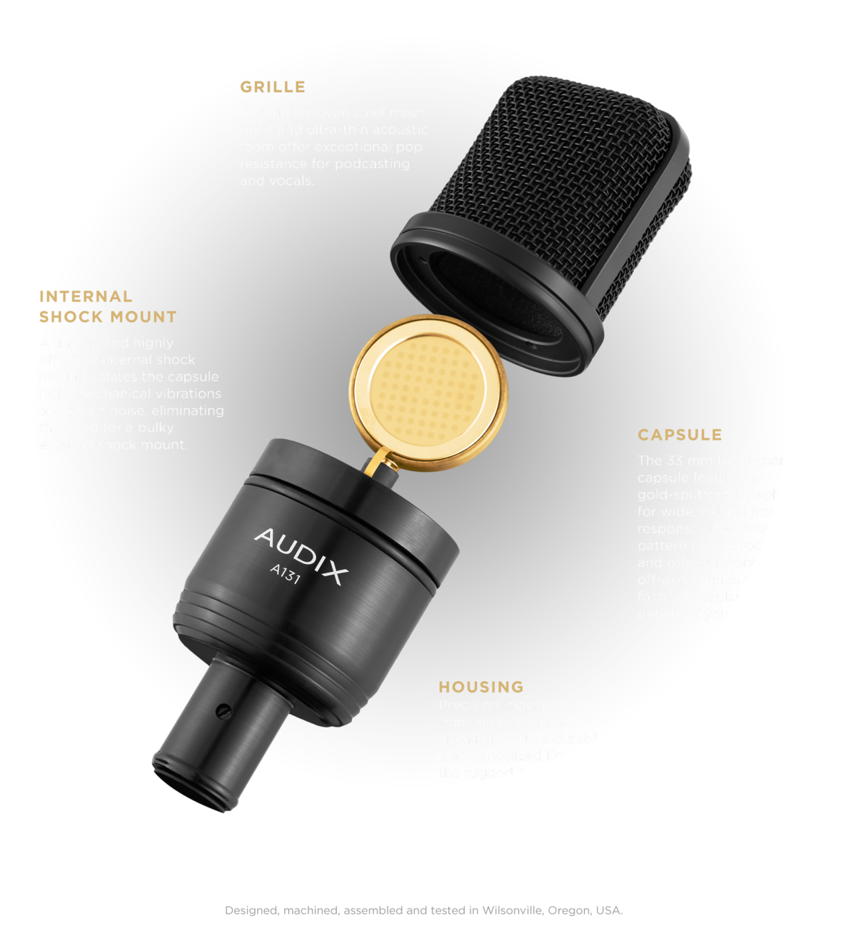 Audix A131 Large Diaphragm Studio Condenser Microphone Features