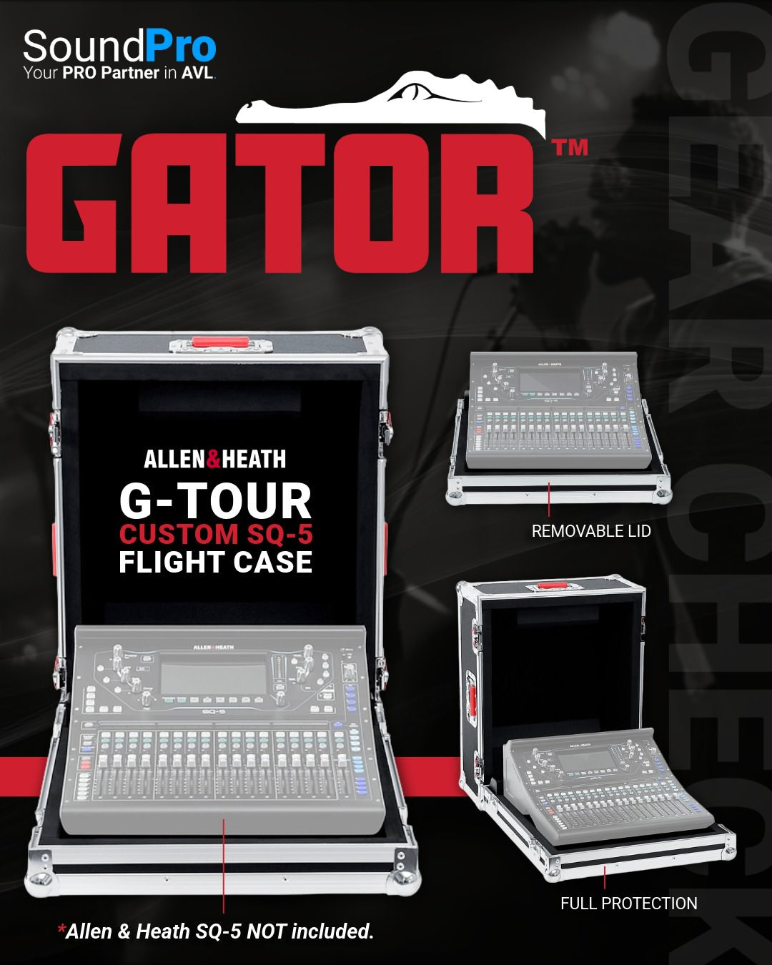 Gator Allen & Heath G-Tour Custom SQ-5 Flight Case with Removable Lid and Full Protection