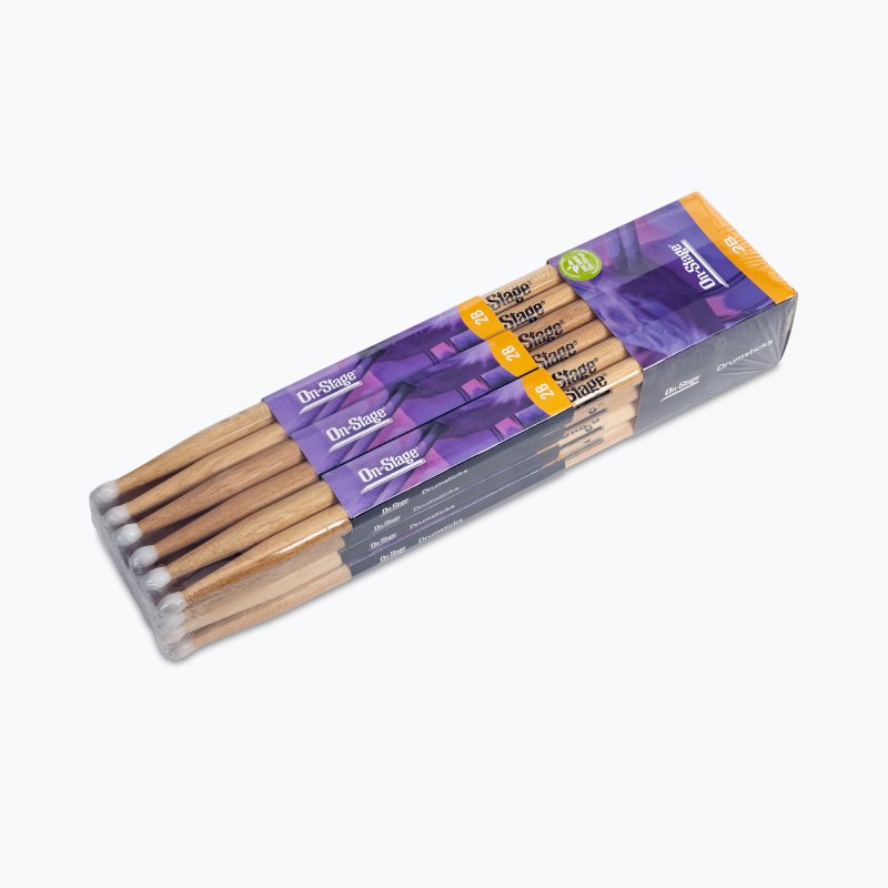 On-Stage TMP-HN2B Hickory Drum Sticks (2B, Nylon Tip, 12pr)