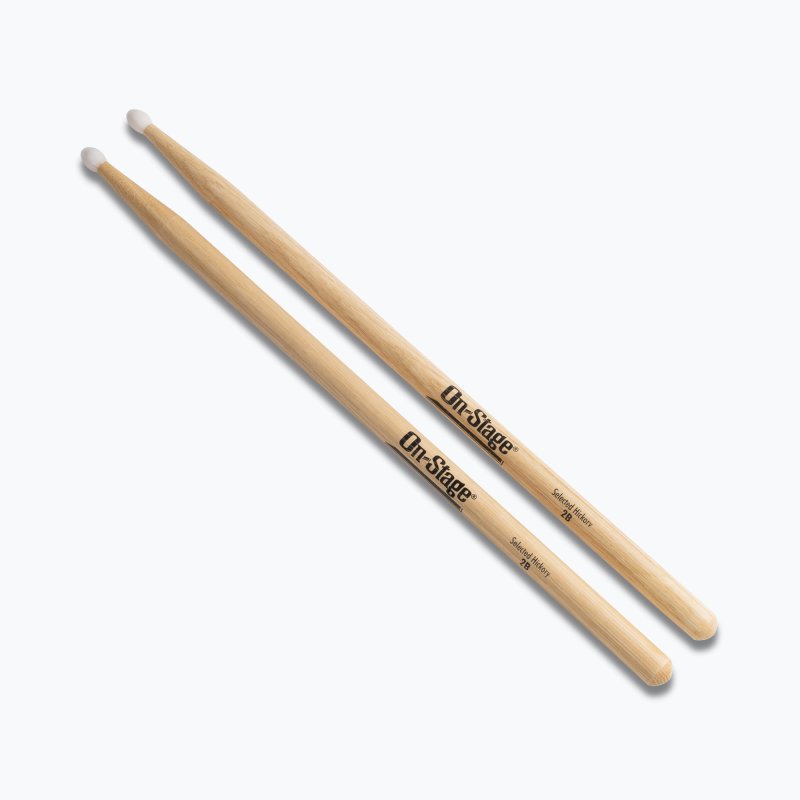 On-Stage TMP-HN2B Hickory Drum Sticks (2B, Nylon Tip, 12pr)