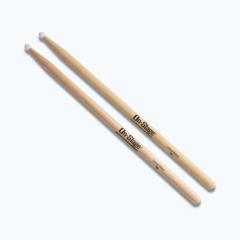 On-Stage TMP-HN5A Hickory Drum Sticks (5A, Nylon Tip, 12pr)